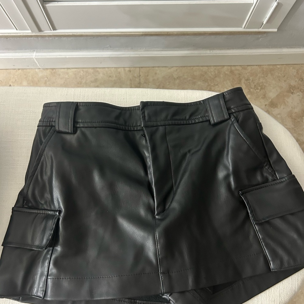 Zara Black Faux Leather Women Shorts